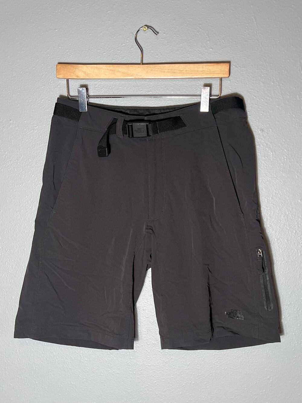 North Face Belted Trail Short Mens 30 Gray Nylon Stretch Athletic Outdoor Hiking